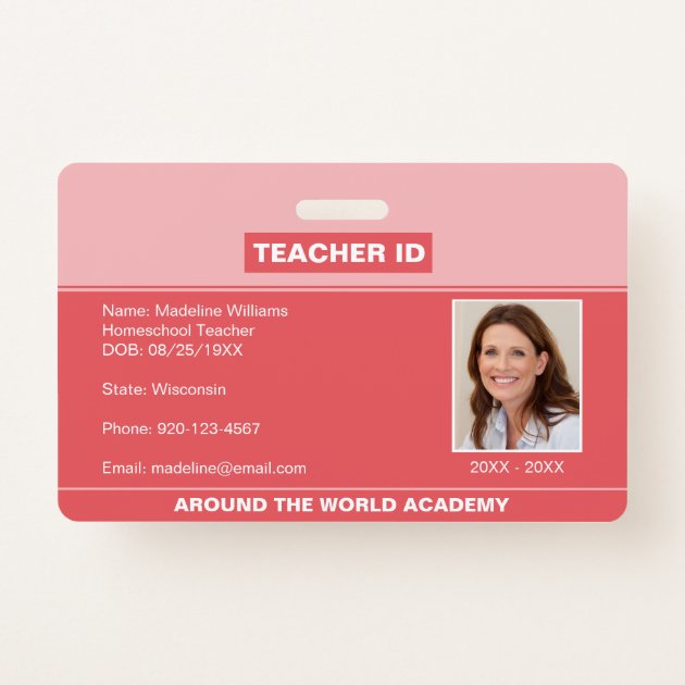 Homeschool Teacher Id Card